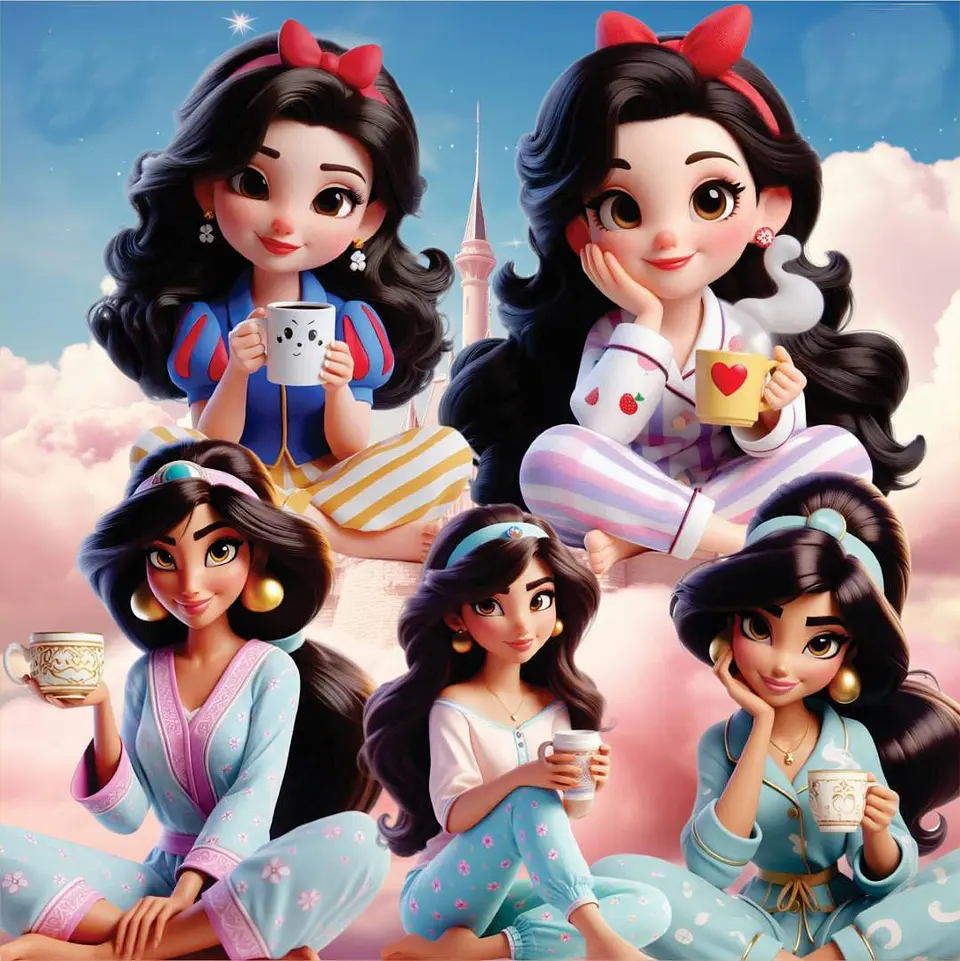 Kit Digital Princesas de Pijama em Png 4