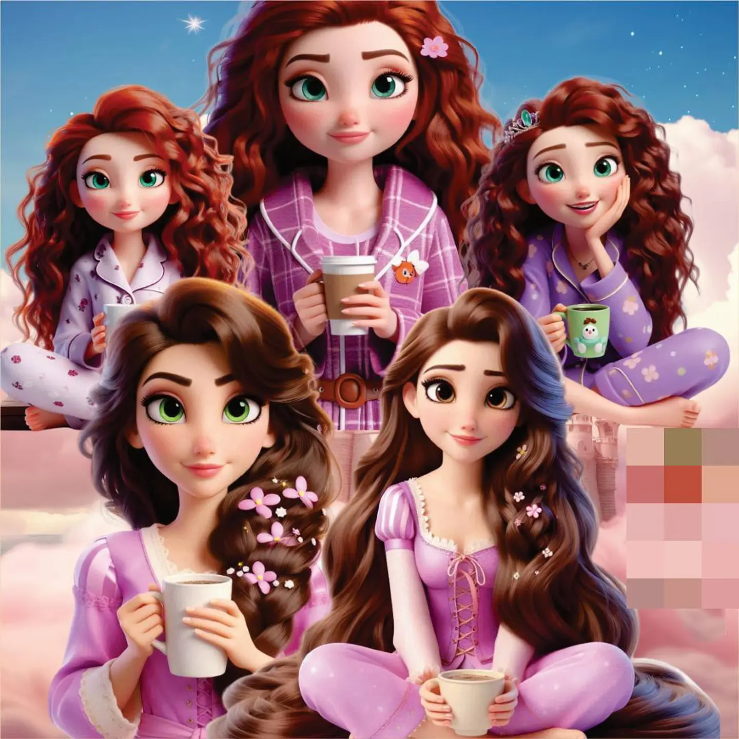 Kit Digital Princesas de Pijama em Png 6