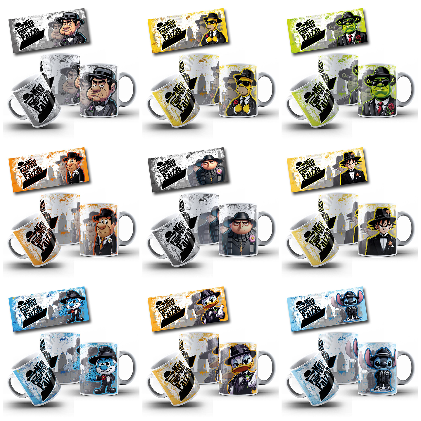 40 Artes para Caneca e Chopp Meu Poderoso Paizão Dia dos Pais Personagens Arquivo em Jpg  1