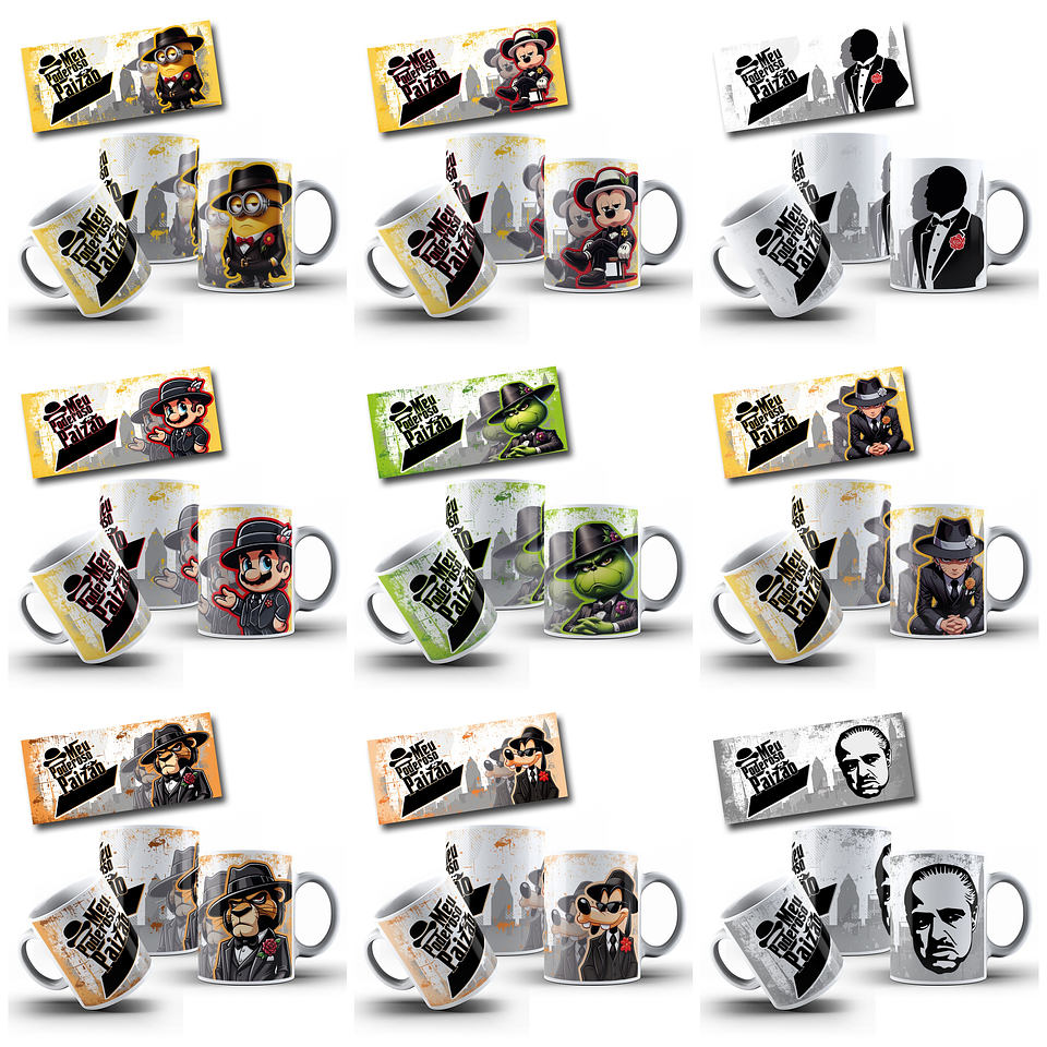 40 Artes para Caneca e Chopp Meu Poderoso Paizão Dia dos Pais Personagens Arquivo em Jpg  2