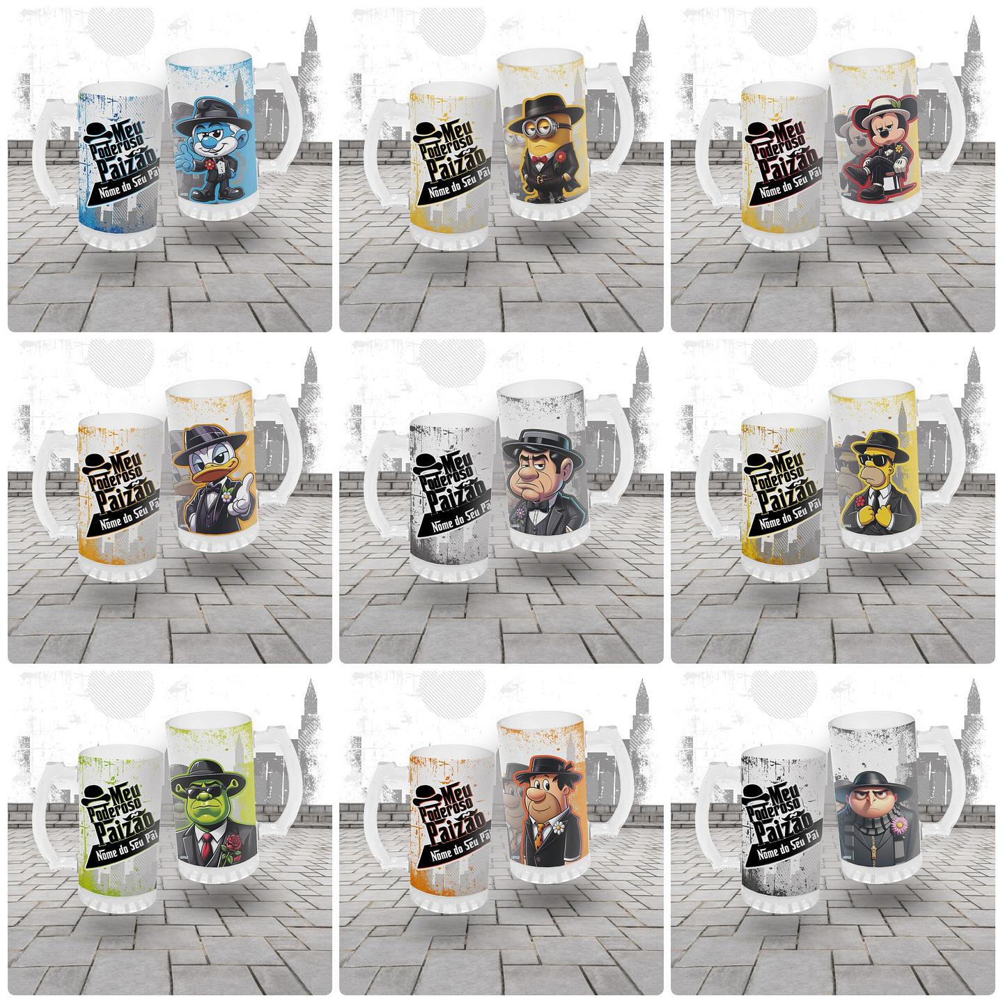 40 Artes para Caneca e Chopp Meu Poderoso Paizão Dia dos Pais Personagens Arquivo em Jpg  4