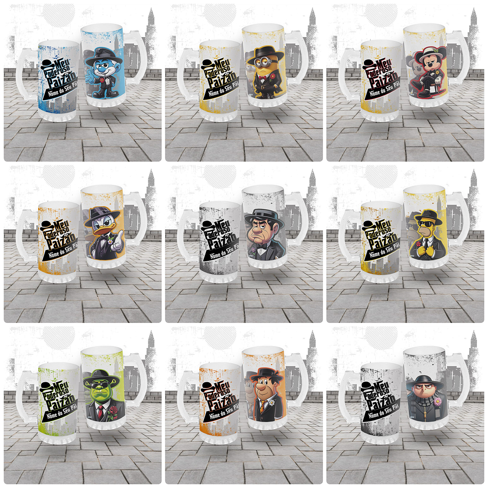 40 Artes para Caneca e Chopp Meu Poderoso Paizão Dia dos Pais Personagens Arquivo em Jpg  4