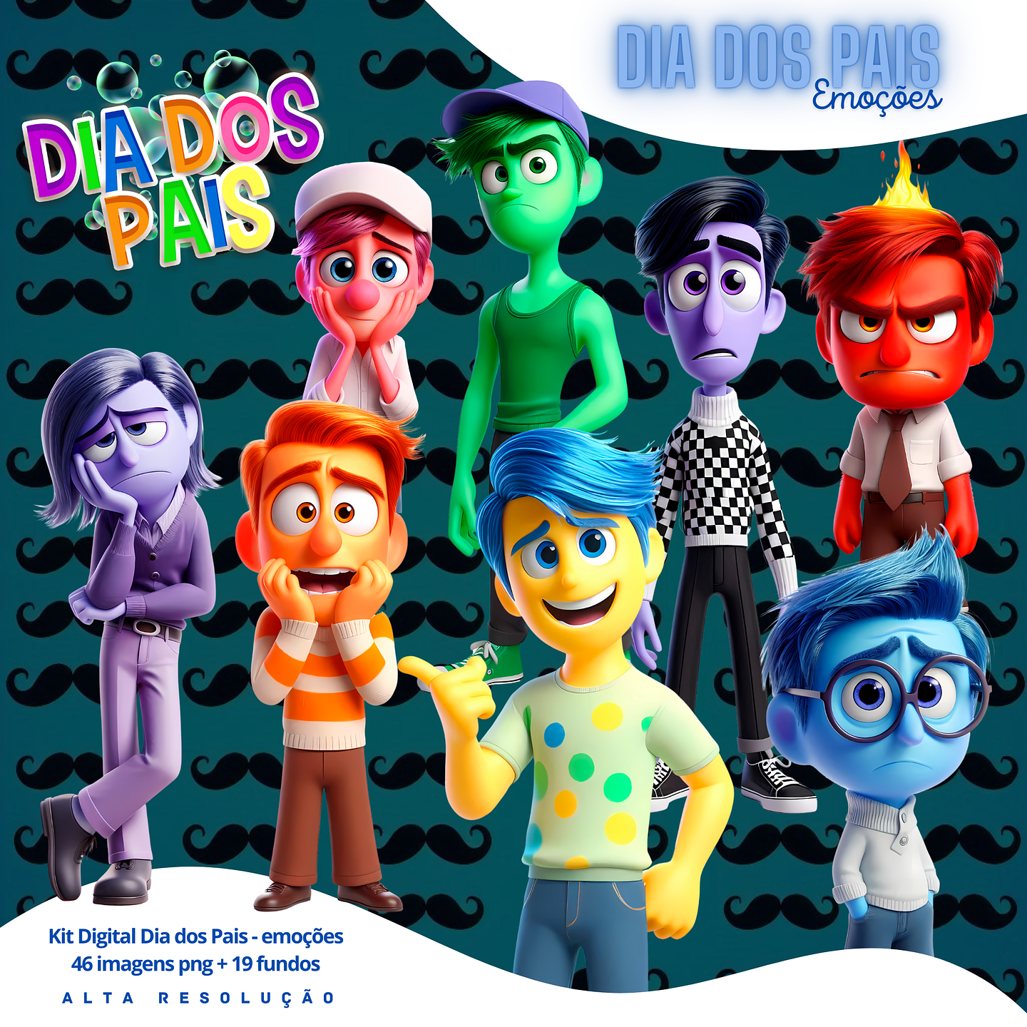 Kit Digital Emoções Dia dos Pais Divertidamente em Png  1