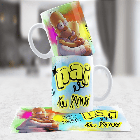 4 Artes para Caneca Dia dos Pais Personagens Arquivo em Jpg