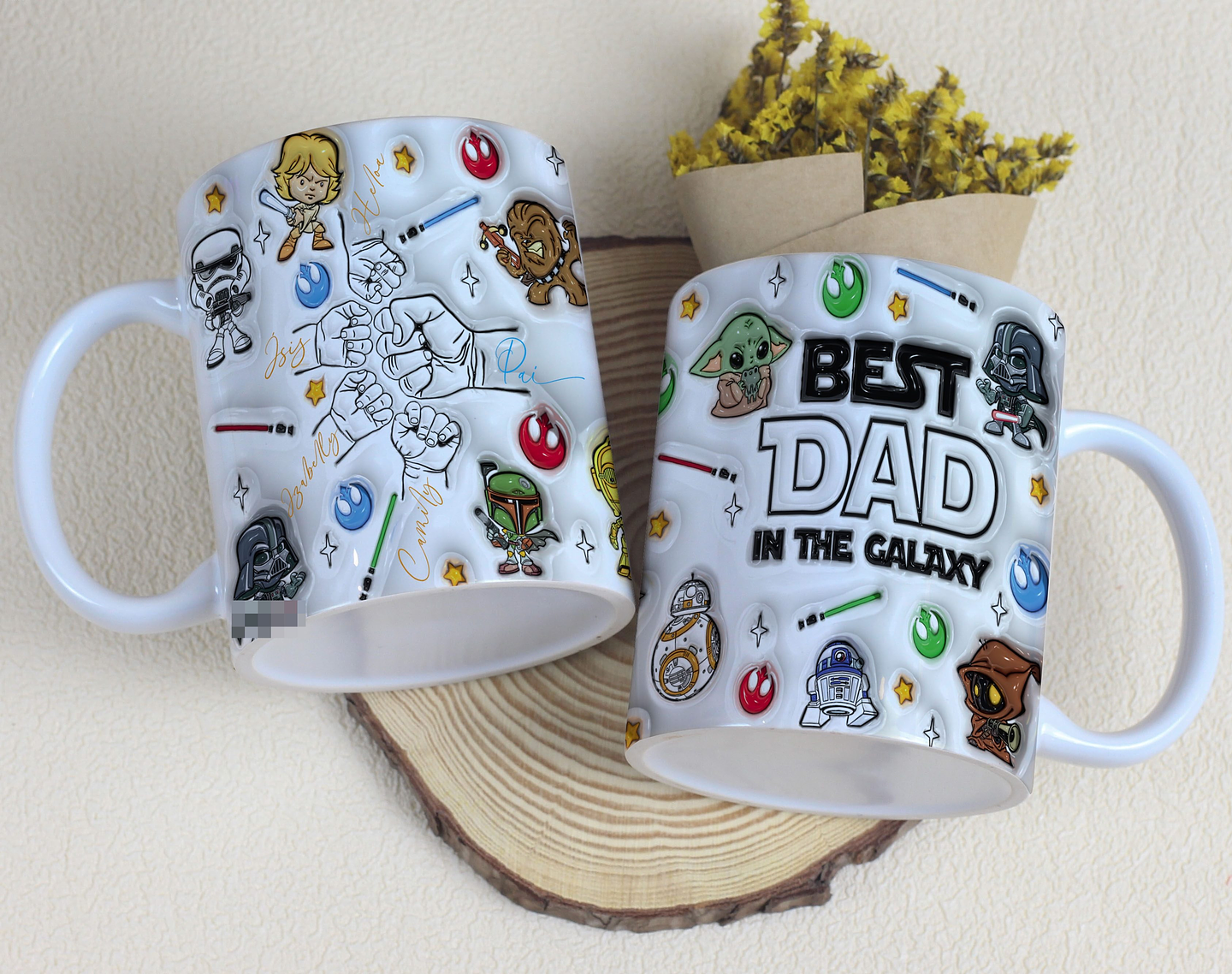 6 Artes para Caneca Dia dos Pais Mãos Inflados Galáxia Arquivo em Jpg 1