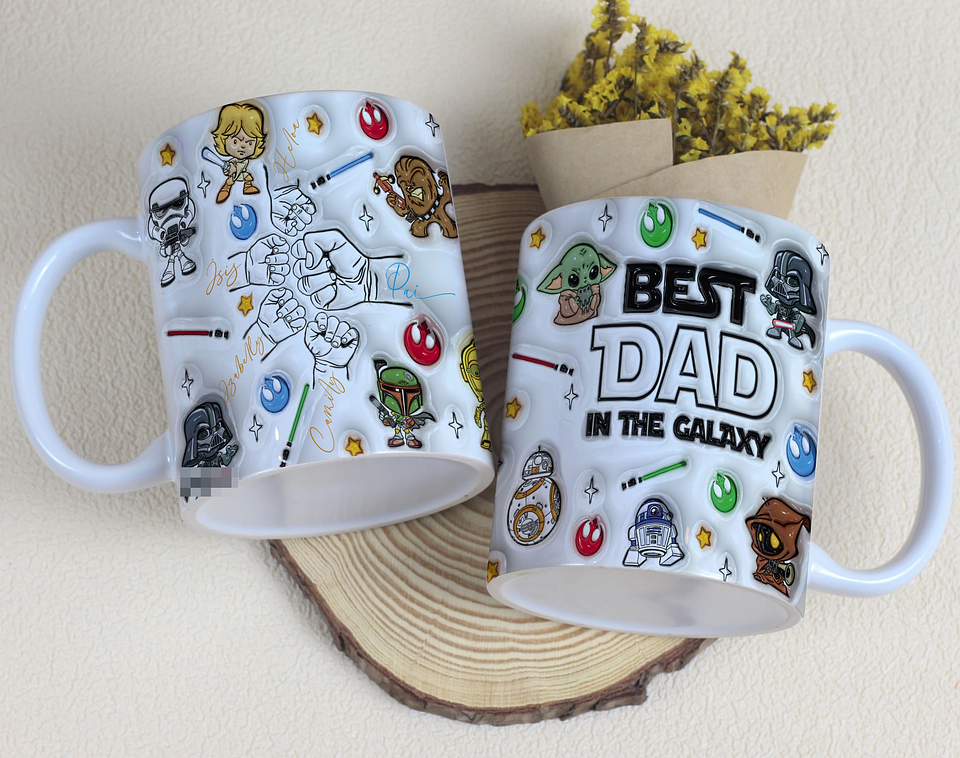 6 Artes para Caneca Dia dos Pais Mãos Inflados Galáxia Arquivo em Jpg 1