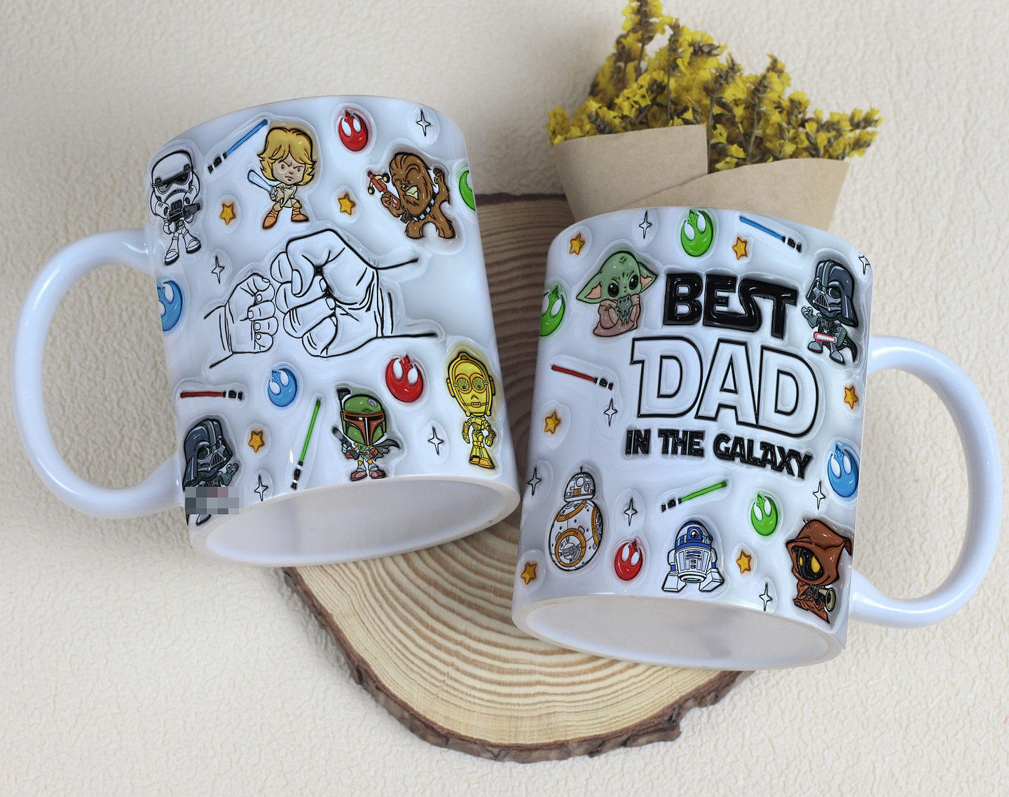 6 Artes para Caneca Dia dos Pais Mãos Inflados Galáxia Arquivo em Jpg 2