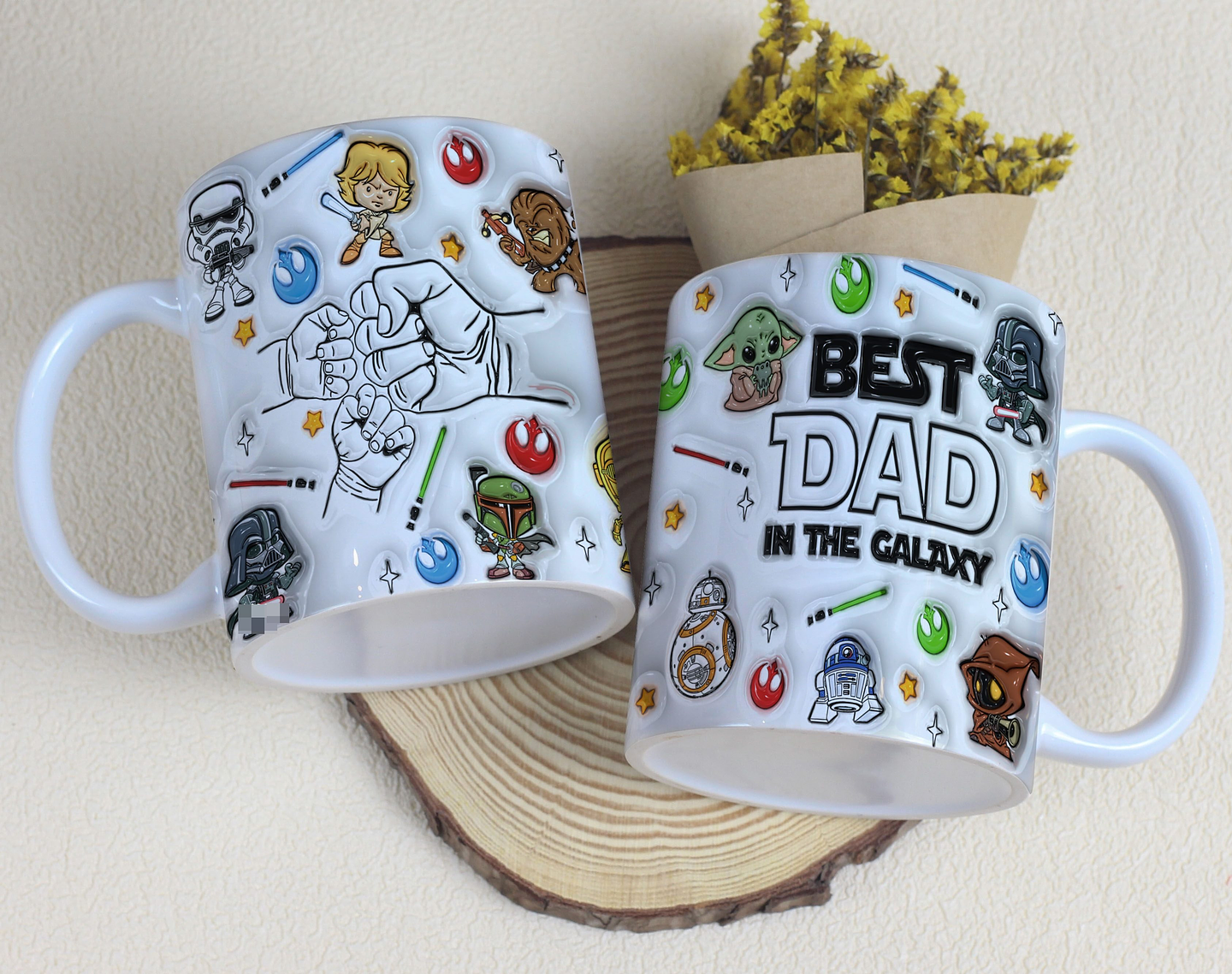 6 Artes para Caneca Dia dos Pais Mãos Inflados Galáxia Arquivo em Jpg 3