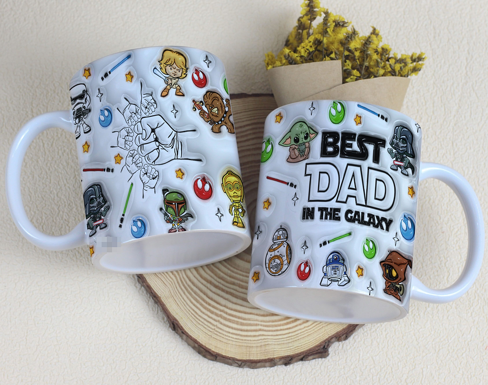 6 Artes para Caneca Dia dos Pais Mãos Inflados Galáxia Arquivo em Jpg 5