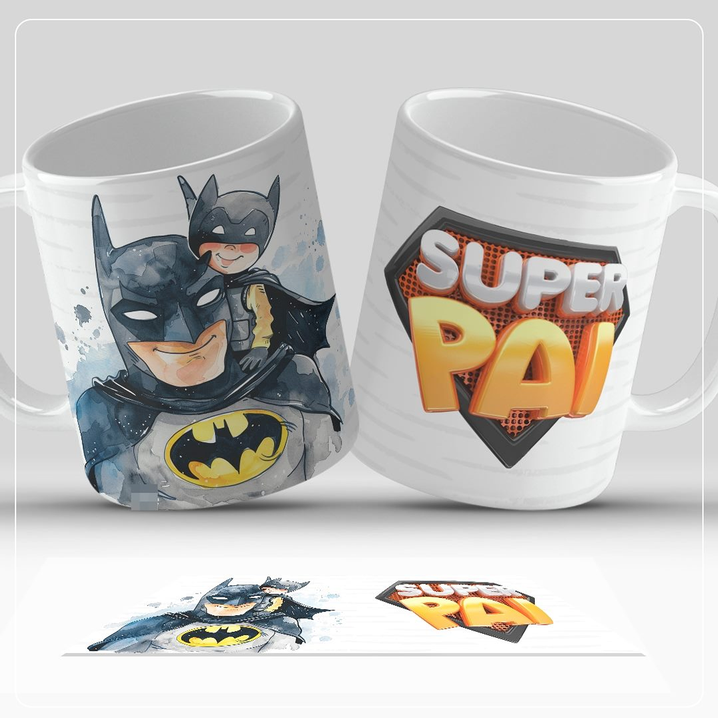8 Artes para Caneca Dia dos Pais Super Pai Aquarelado Arquivo em Jpg 5