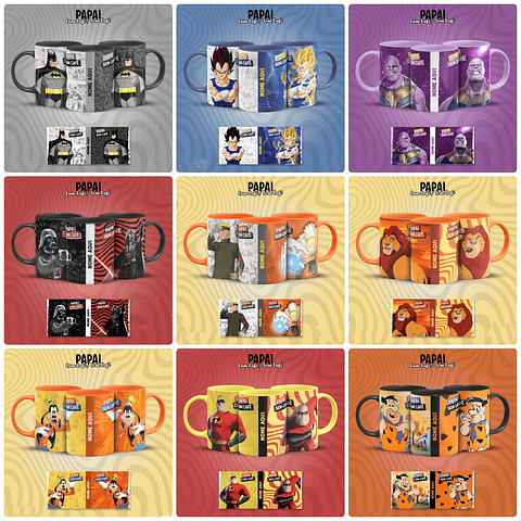 15 Artes para Caneca Dia dos Pais Com Café e Sem Café Arquivo em Jpg 