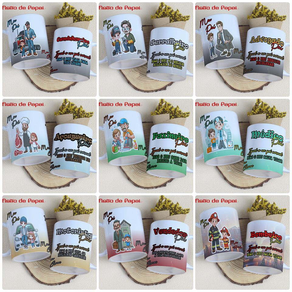 27 Artes para Caneca e Camisa Dia dos Pais Profissões Arquivo Editável  1