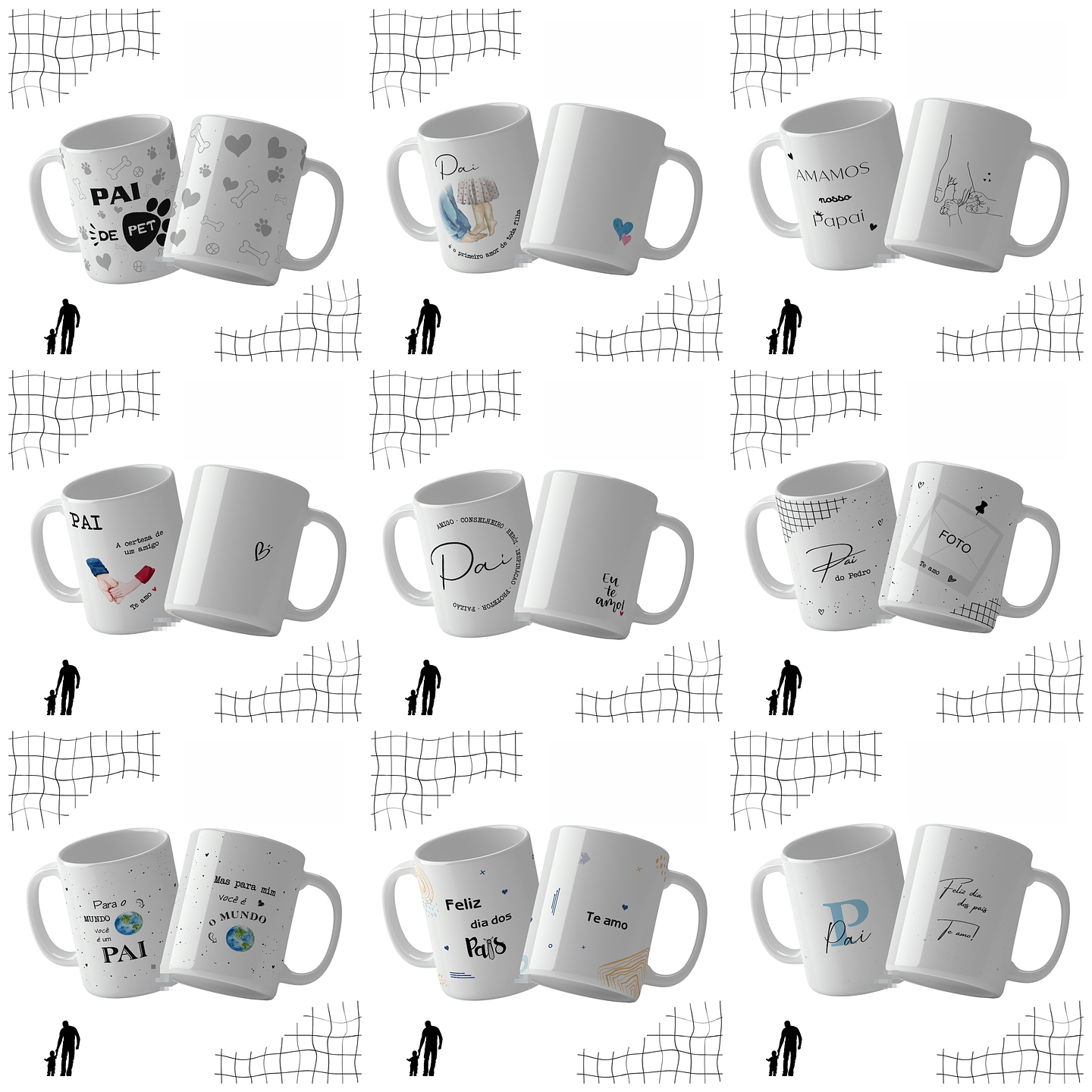 28 Artes para Caneca e Azulejo Dia dos Pais Minimalista Arquivo Editável 2