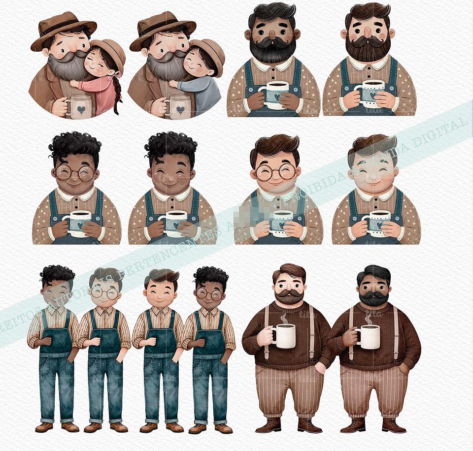 Combo 4 em 1 Kit Digital Dia dos Pais Lançamento em Png 8