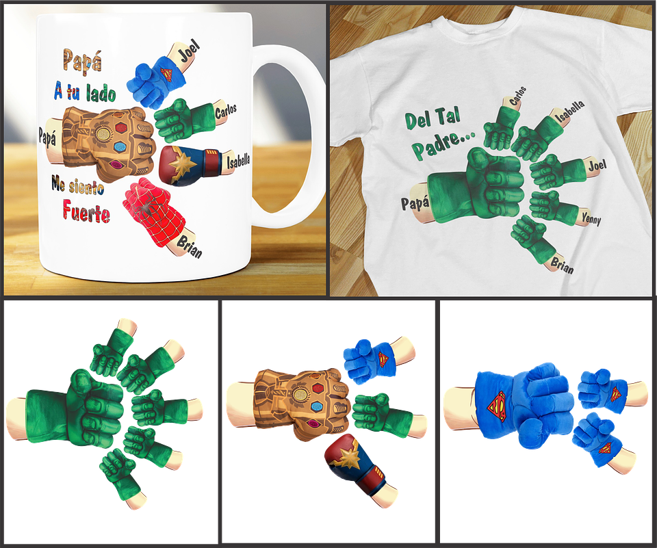 Kit Digital Dia dos Pais Mãozinhas Super Herois e outras em Png  3