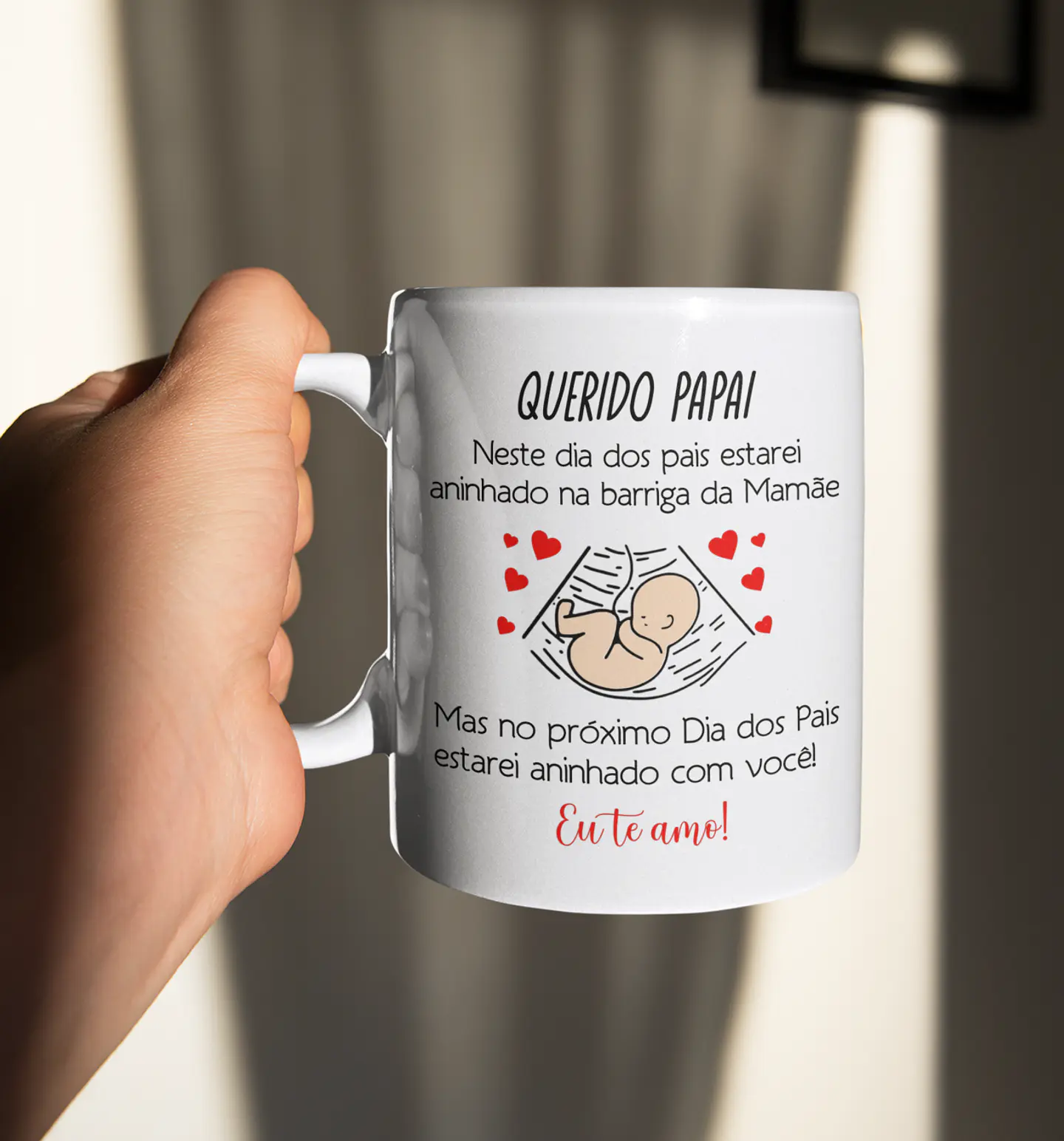 Arte Caneca Querido Papai neste dia dos pais estarei aninhado na barriga da mamãe Arquivo em Jpg 1