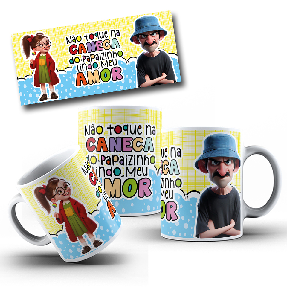 7 Artes para Caneca Dia dos Pais Seu Madruga e Chiquinha Arquivo em Jpg  2