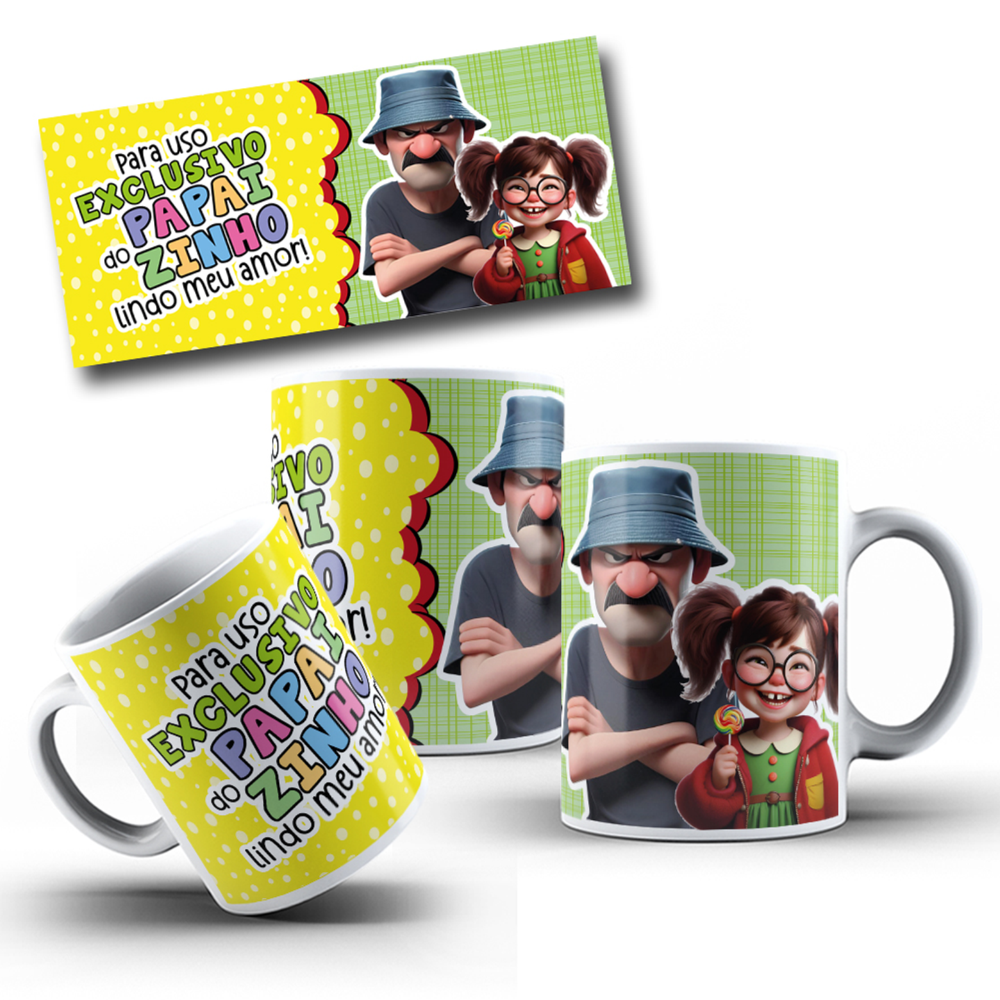 7 Artes para Caneca Dia dos Pais Seu Madruga e Chiquinha Arquivo em Jpg  3