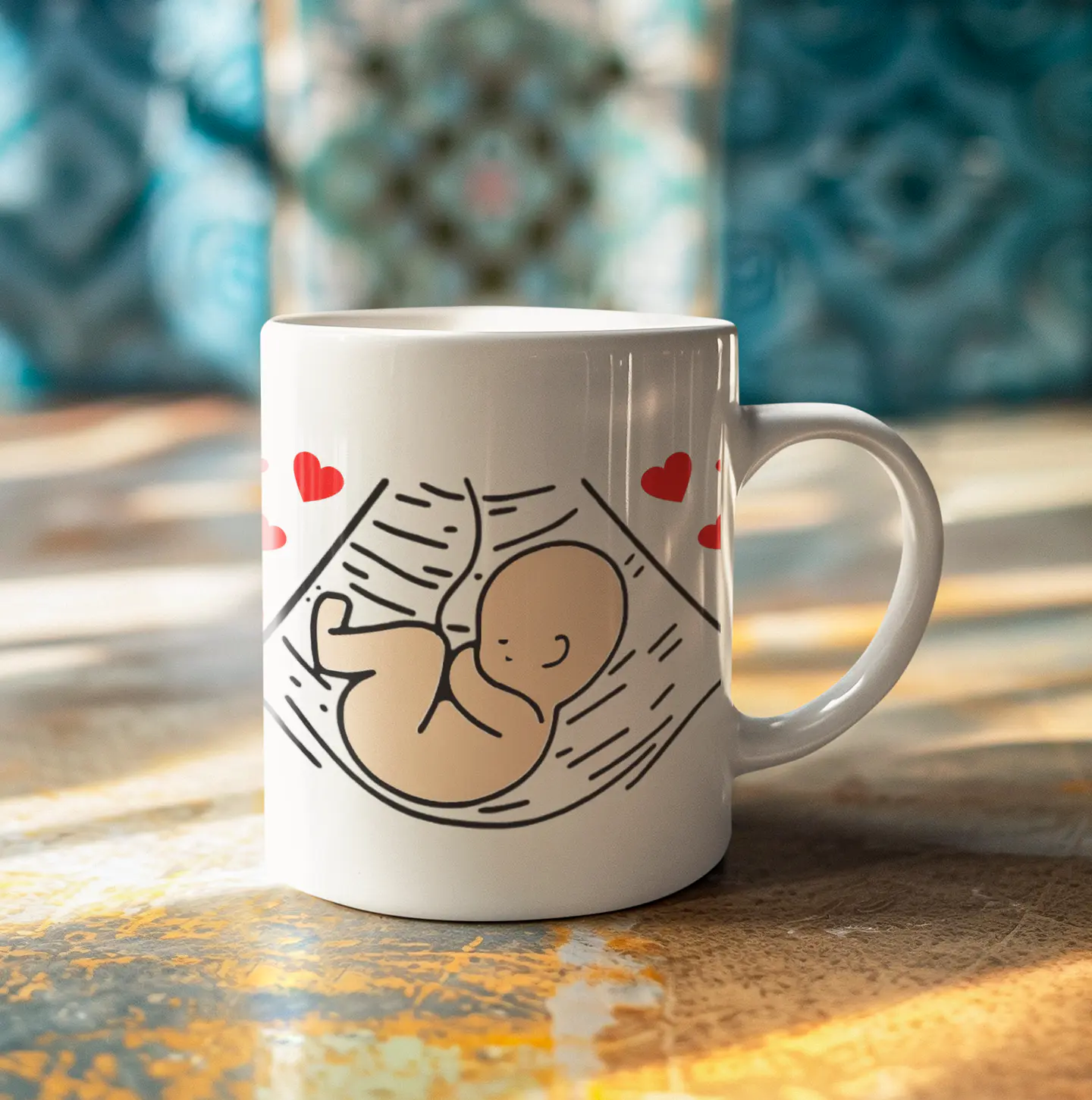 Arte Caneca Querido Papai neste dia dos pais estarei aninhado na barriga da mamãe Arquivo em Jpg 2