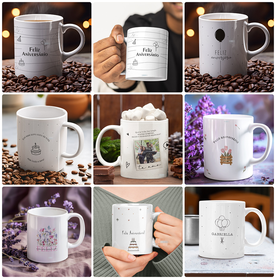 19 Artes para Caneca Aniversário Arquivo Editável 1