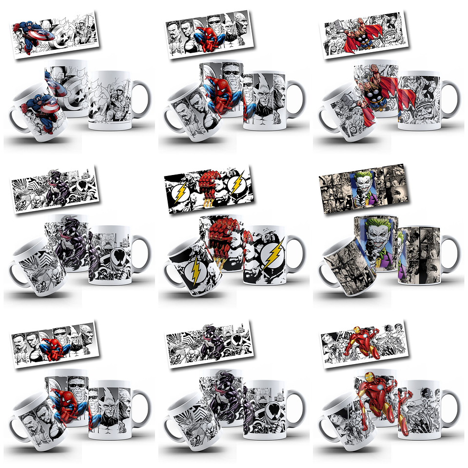 22 Artes para Caneca Super Herois Filmes Arquivo Editável  1