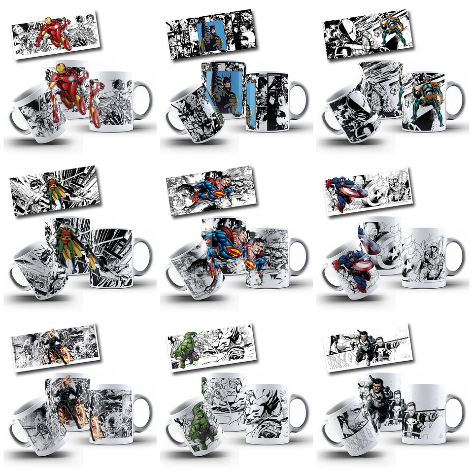22 Artes para Caneca Super Herois Filmes Arquivo Editável  2