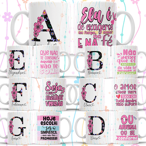 26 Artes para Caneca Alfabeto Frases  Arquivo Editável