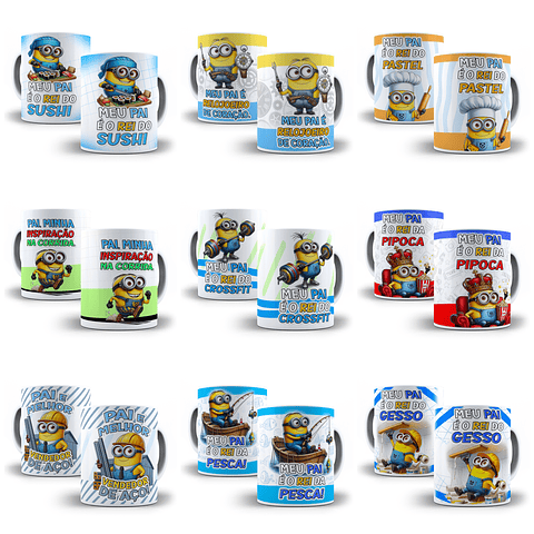 31 Artes para Caneca Minions Profissões Dia dos Pais Arquivo em Jpg