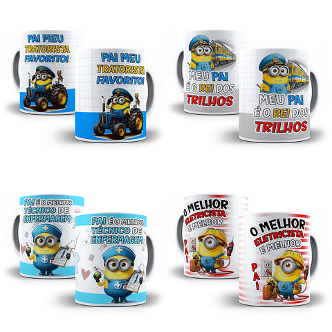 31 Artes para Caneca Minions Profissões Dia dos Pais Arquivo em Jpg