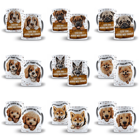 48 Artes para Caneca Pets Cachorros Animais Arquivo em Jpg