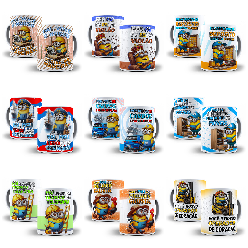 31 Artes para Caneca Minions Profissões Dia dos Pais Arquivo em Jpg 4