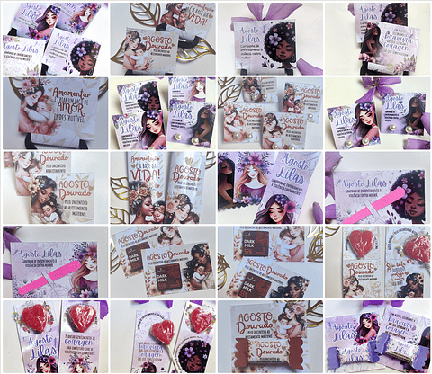 Arquivos de Corte Prontos Agosto Lilás e Dourado em Png