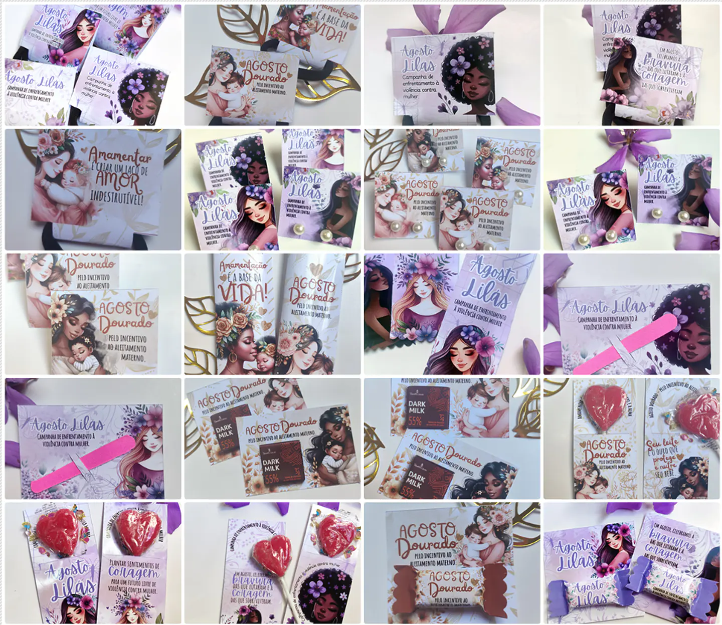 Arquivos de Corte Prontos Agosto Lilás e Dourado em Png 1