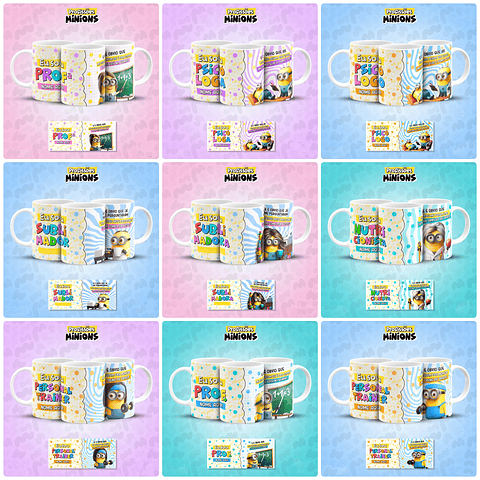 38 Artes para Caneca Minions Profissões Arquivo em Jpg  