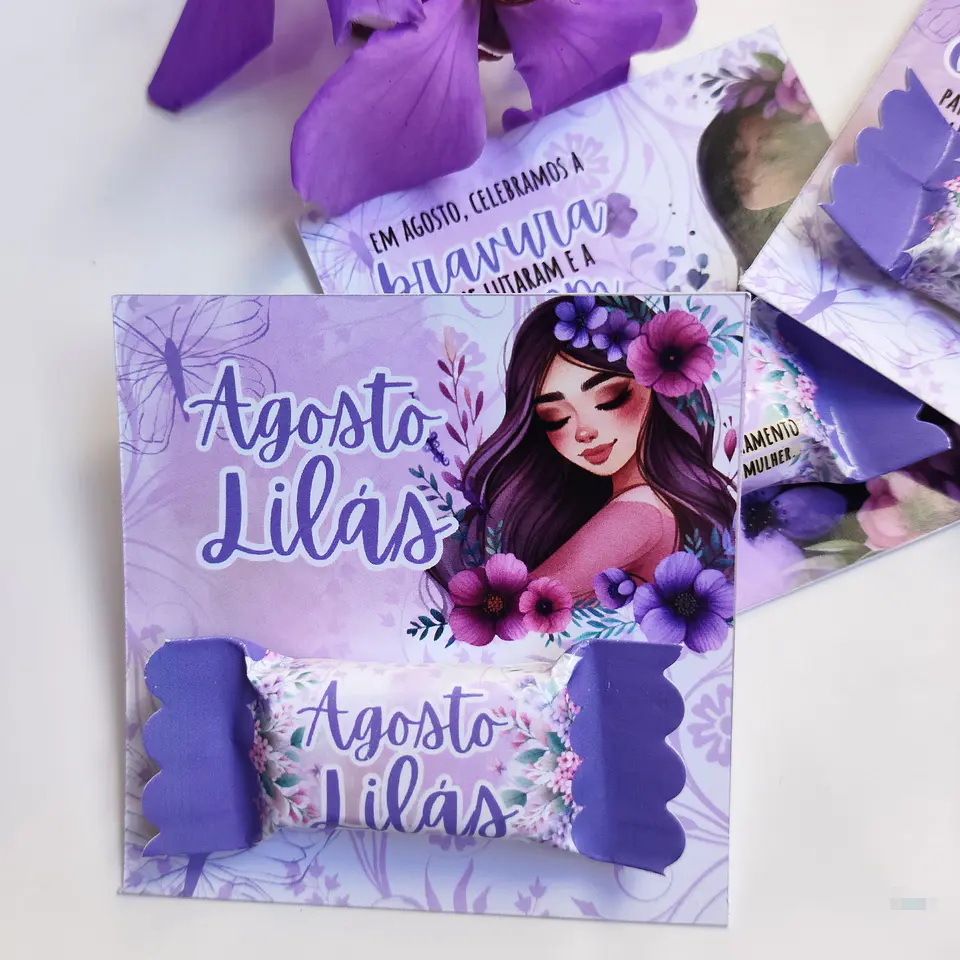 Arquivos de Corte Prontos Agosto Lilás e Dourado em Png 5