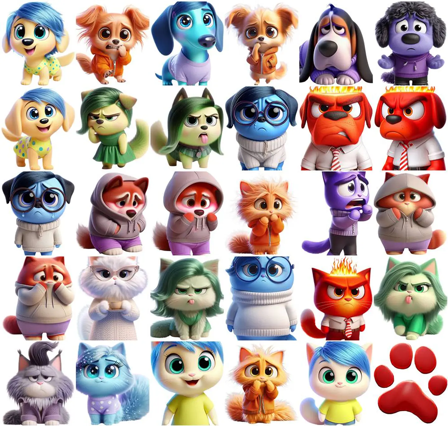 Kit Digital Divertidamente Dogs e Gatinhos Animais Emoções Arquivos em Png 4