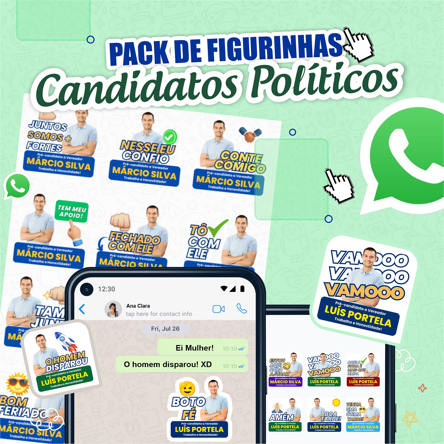 Pack de Figurinhas para Candidatos Políticos Editáveis Canva  1