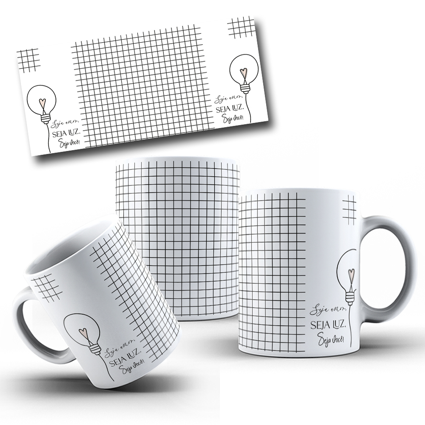 9 Artes para Caneca Frase Motivacional Seja Luz Arquivo Editável  2