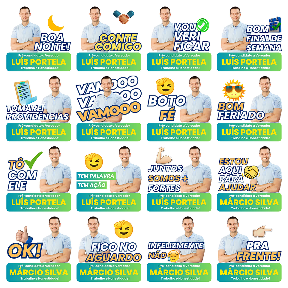 Pack de Figurinhas para Candidatos Políticos Editáveis Canva  5