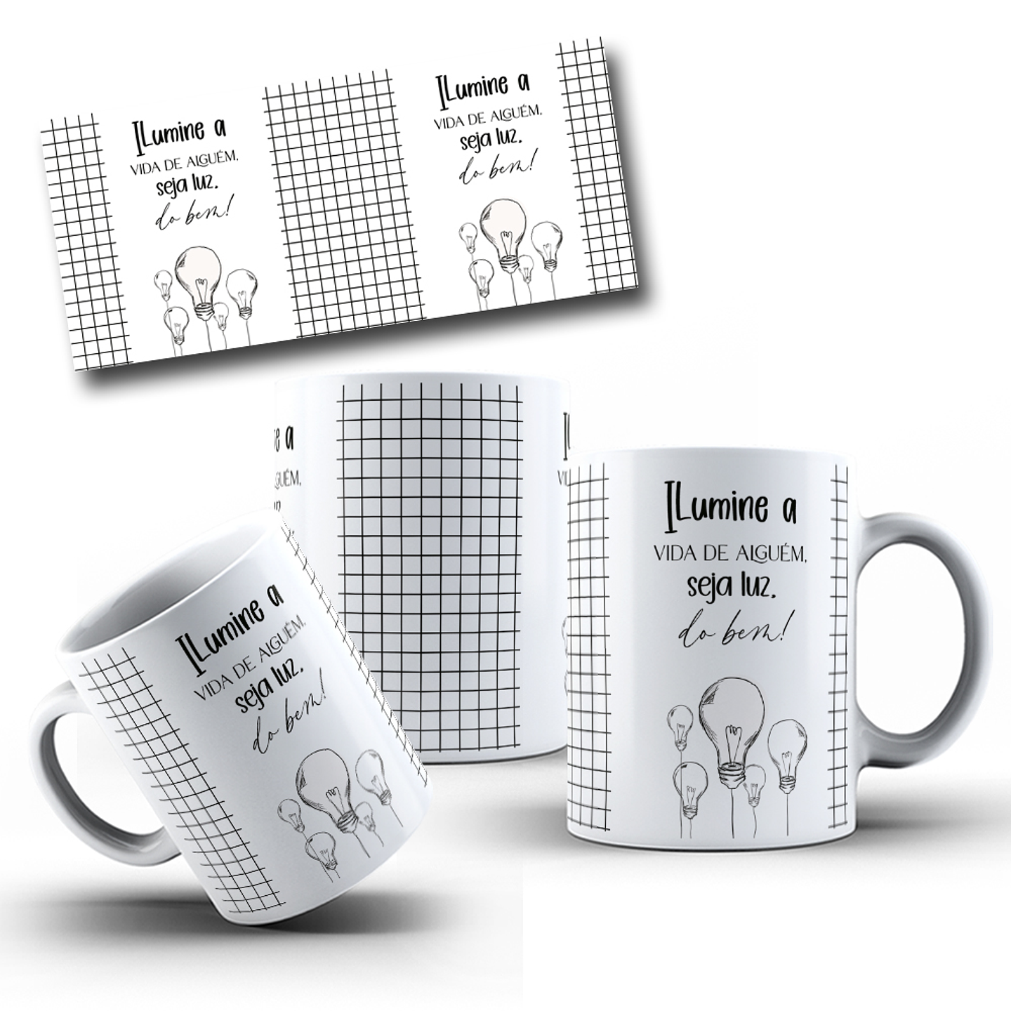 9 Artes para Caneca Frase Motivacional Seja Luz Arquivo Editável  4