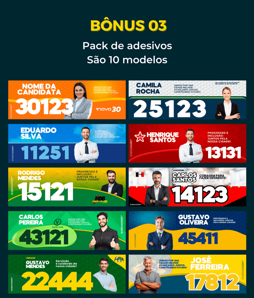 Pack de Figurinhas para Candidatos Políticos Editáveis Canva  7