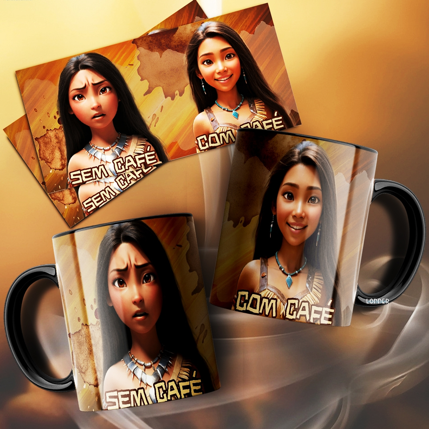 10 Artes para Caneca Com Café e Sem Café Personagens Arquivo Editável  2