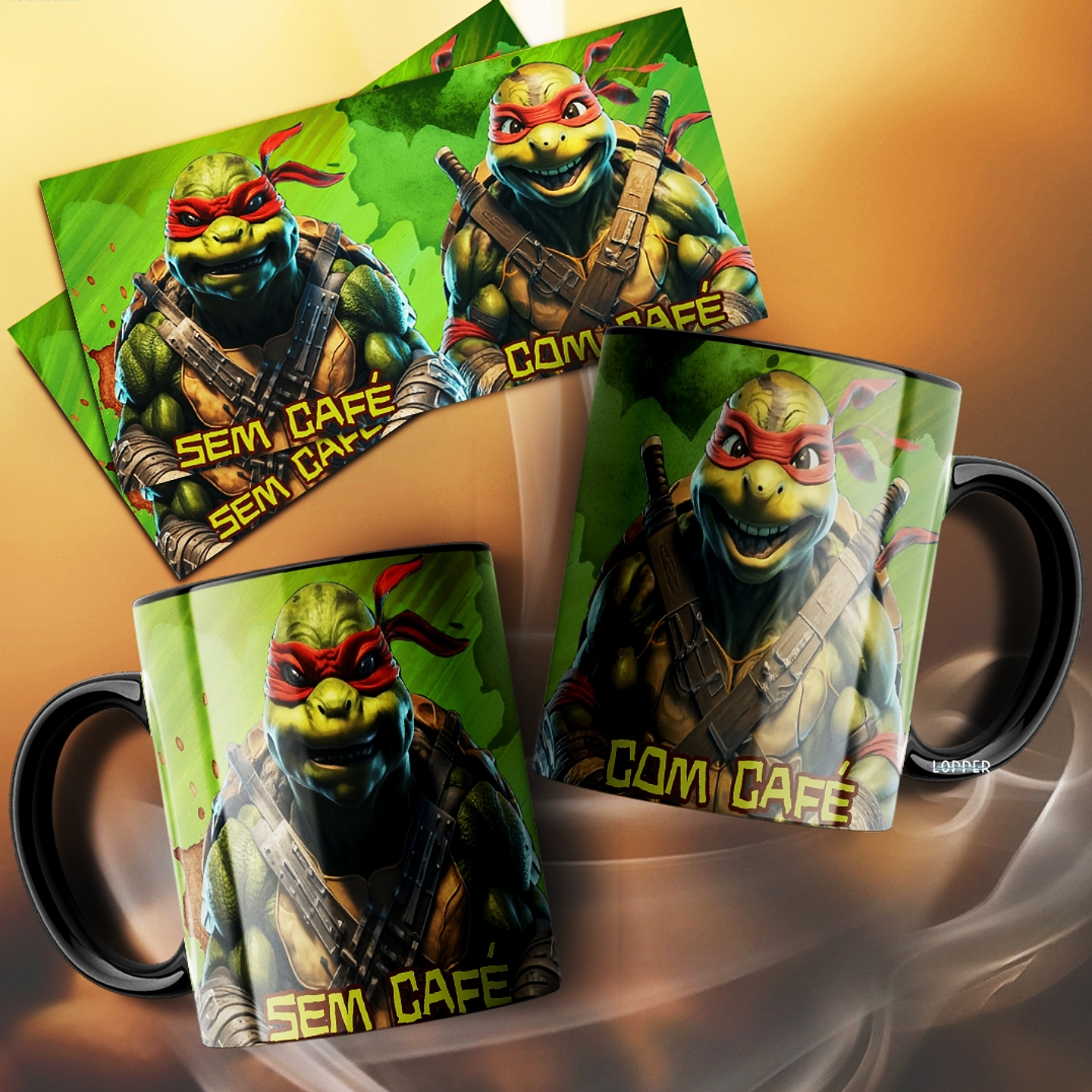 10 Artes para Caneca Com Café e Sem Café Personagens Arquivo Editável  6