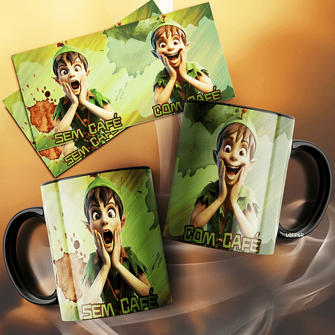 10 Artes para Caneca Com Café e Sem Café Personagens Arquivo Editável 