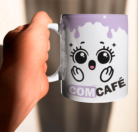 6 Artes para Caneca Carinhas Com Café Sem Café Arquivo Editável
