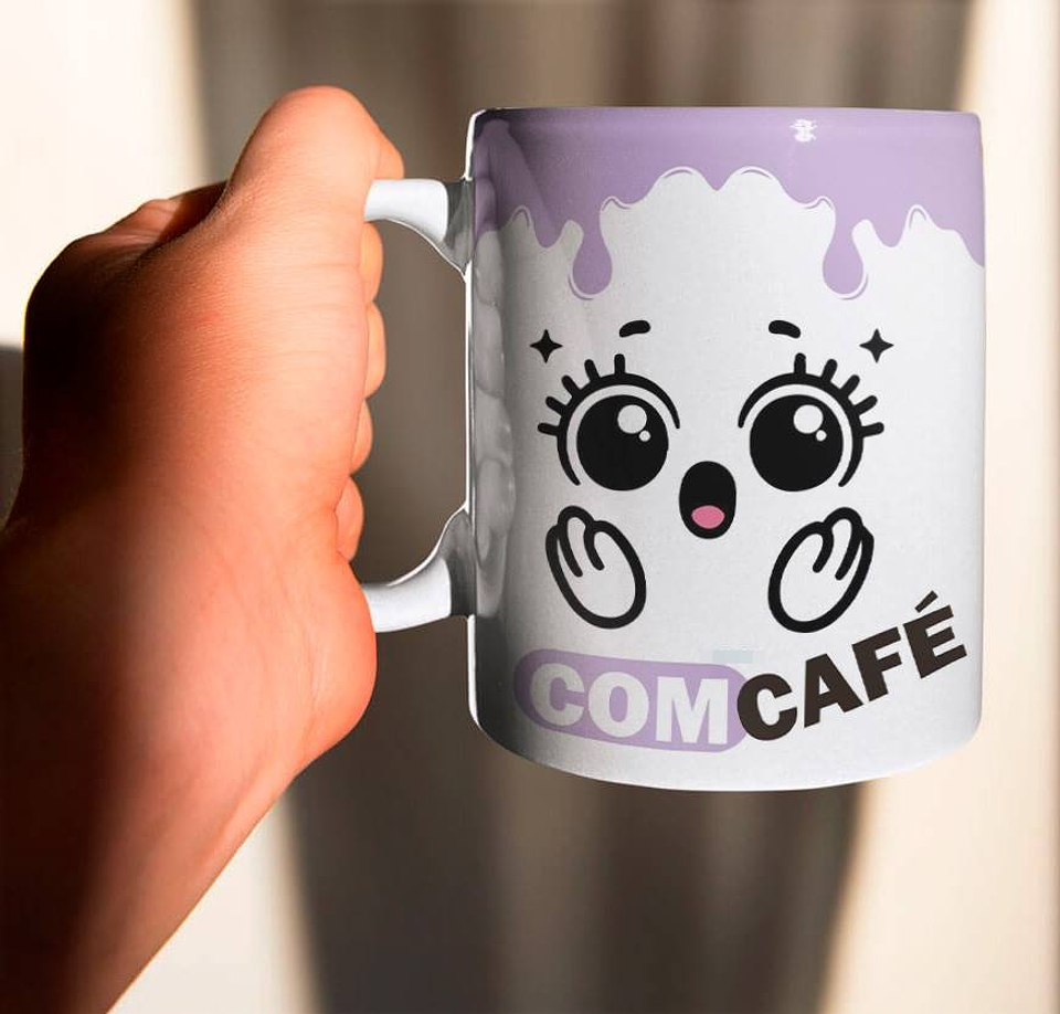6 Artes para Caneca Carinhas Com Café Sem Café Arquivo Editável 1