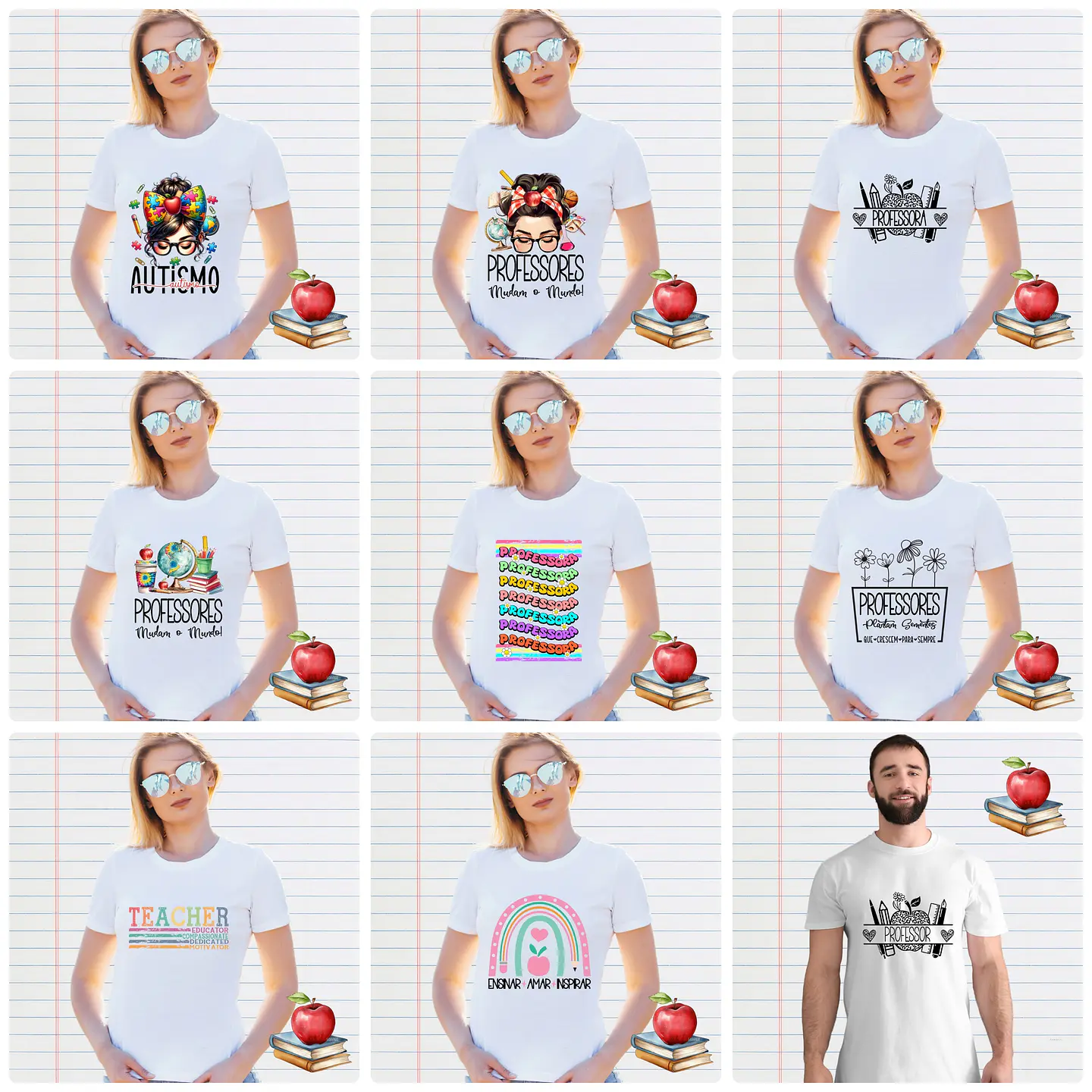 20 Artes para Camisa Dia dos Professores Arquivo em Png 1