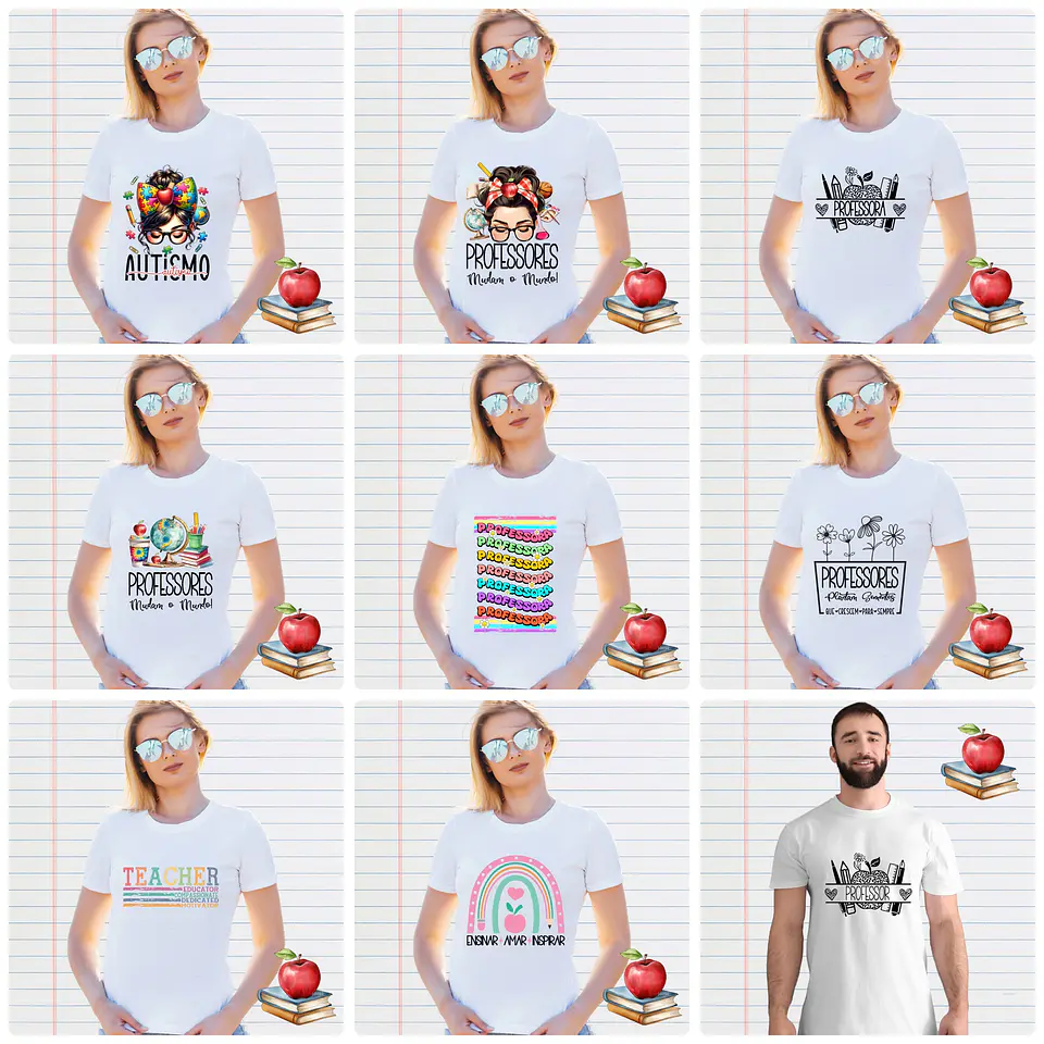 20 Artes para Camisa Dia dos Professores Arquivo em Png 1