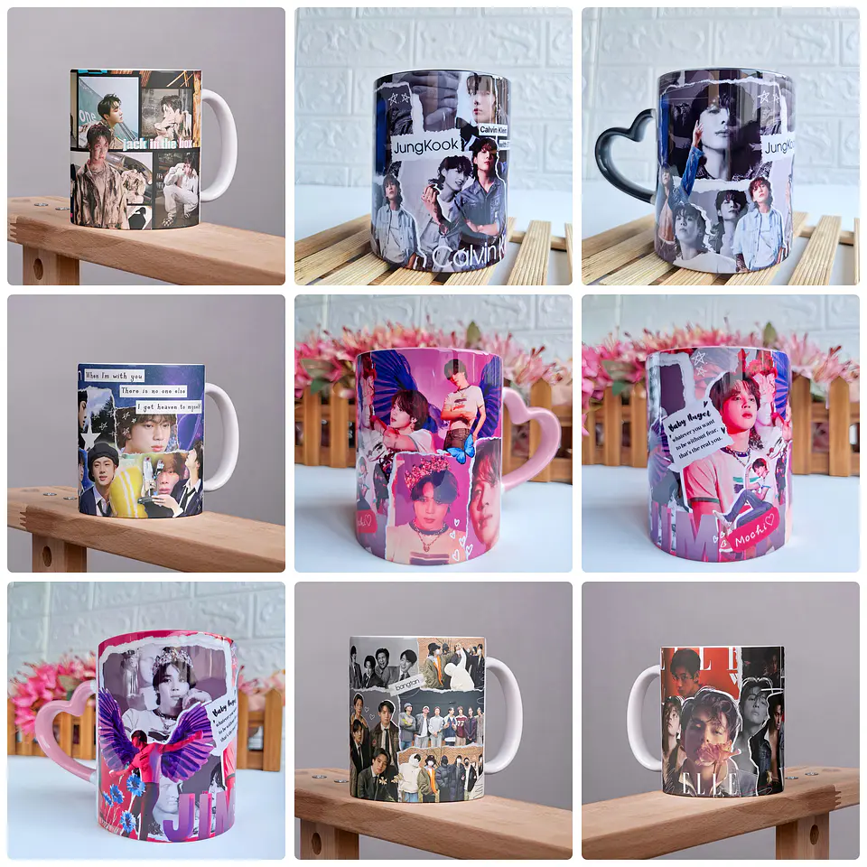 20 Artes para Canecas Bts Colagens Arquivo em Jpg 3