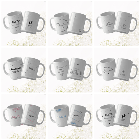 21 Artes para Canecas Dindos Padrinhos Arquivo Editável